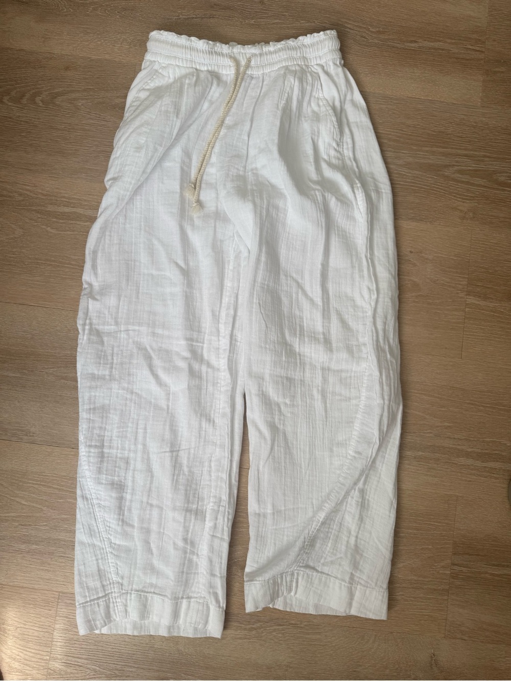 Old Navy White Lightweight Drawstring Linen Pants